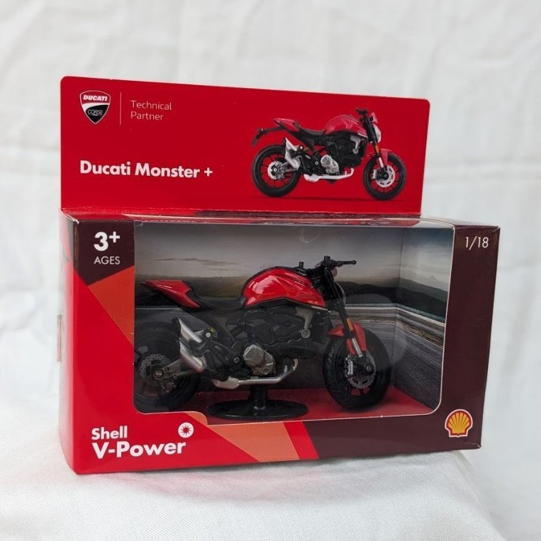 Ducati motor Mainan Motor Ducati Monster + 1:18 Shell V-Power warna merah untuk anak 3+ Ages