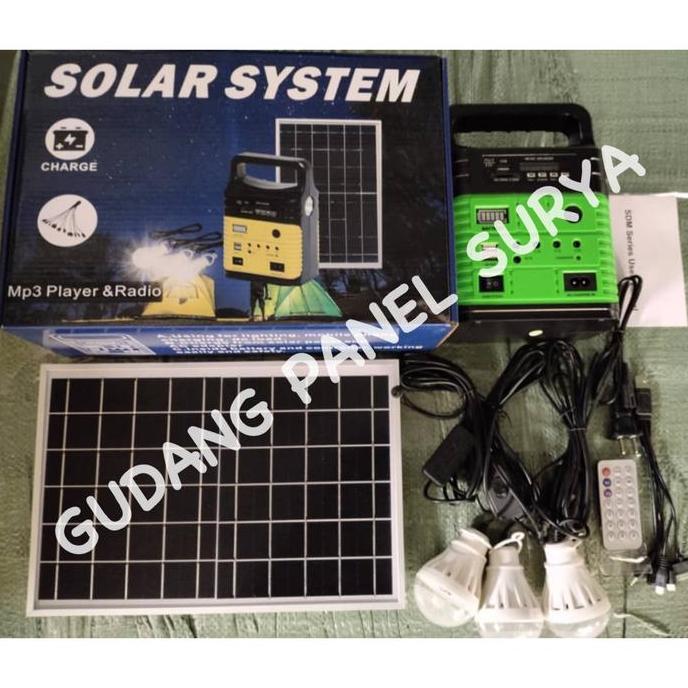 SHS Solar Home System 3 Lampu, Solar Panel PLTS 10W Paket Solar Panel 3 Lampu 10wp 10 Wp