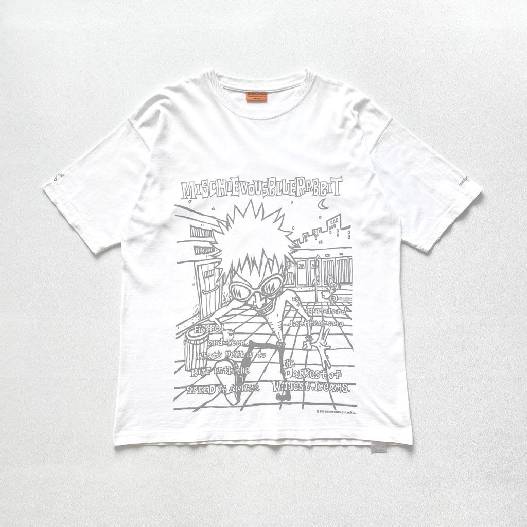 Mischievous Blue Rabbit Crazy Mad Punk Tee L