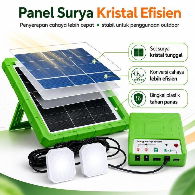 Benih Panel Surya Darurat Portable Power Bank Tenaga Surya USB Lampu Camping LED Charger HP Outdoor