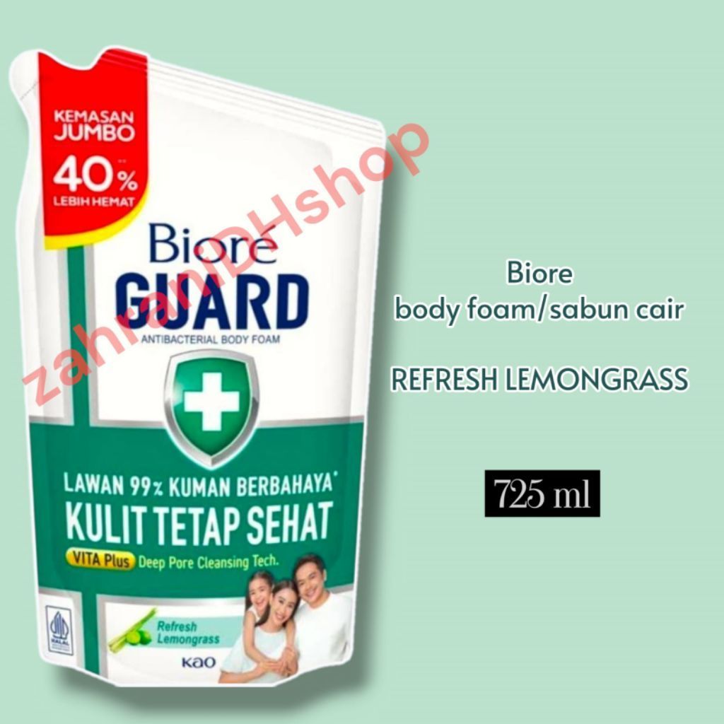 ~zahraniDHshop~ Biore body foam/sabun cair Refresh Lemongrass 725 ml