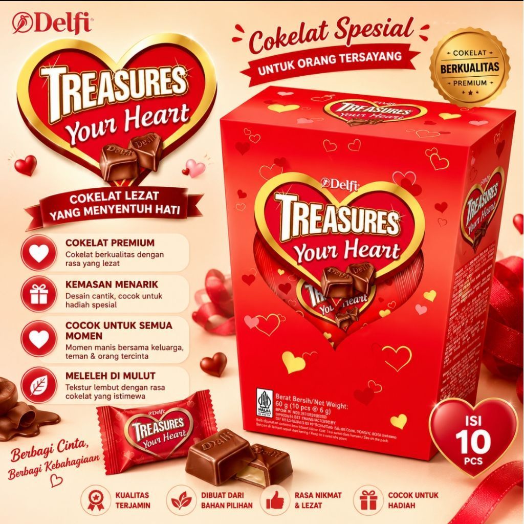 Delfi Treasure Your Heart Chocolate Coklat Box 60gr