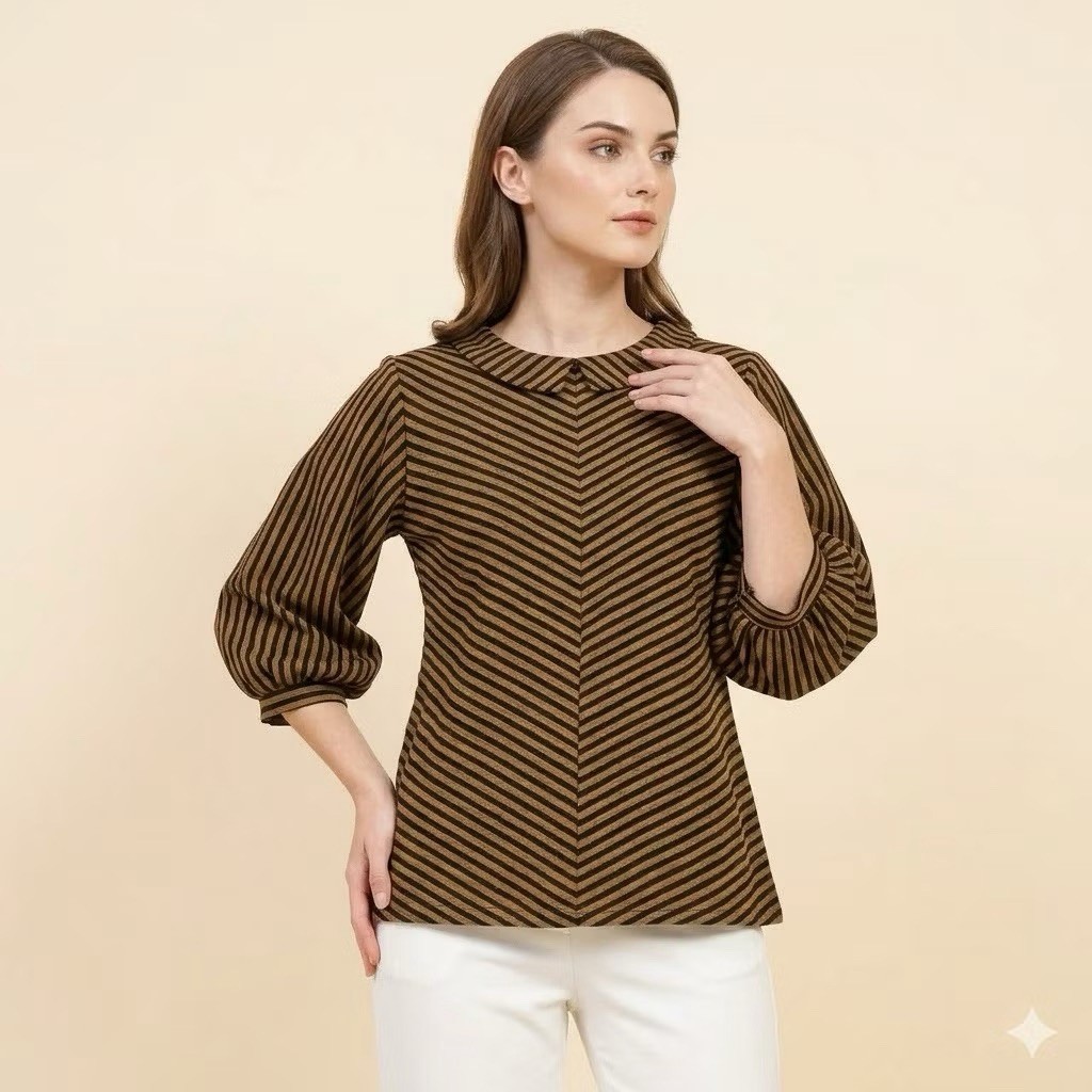 Shanaya Baju Batik Wanita Blouse Lurik Atbm Kinanti Lurik Original Tradisional Cantik untuk kerja