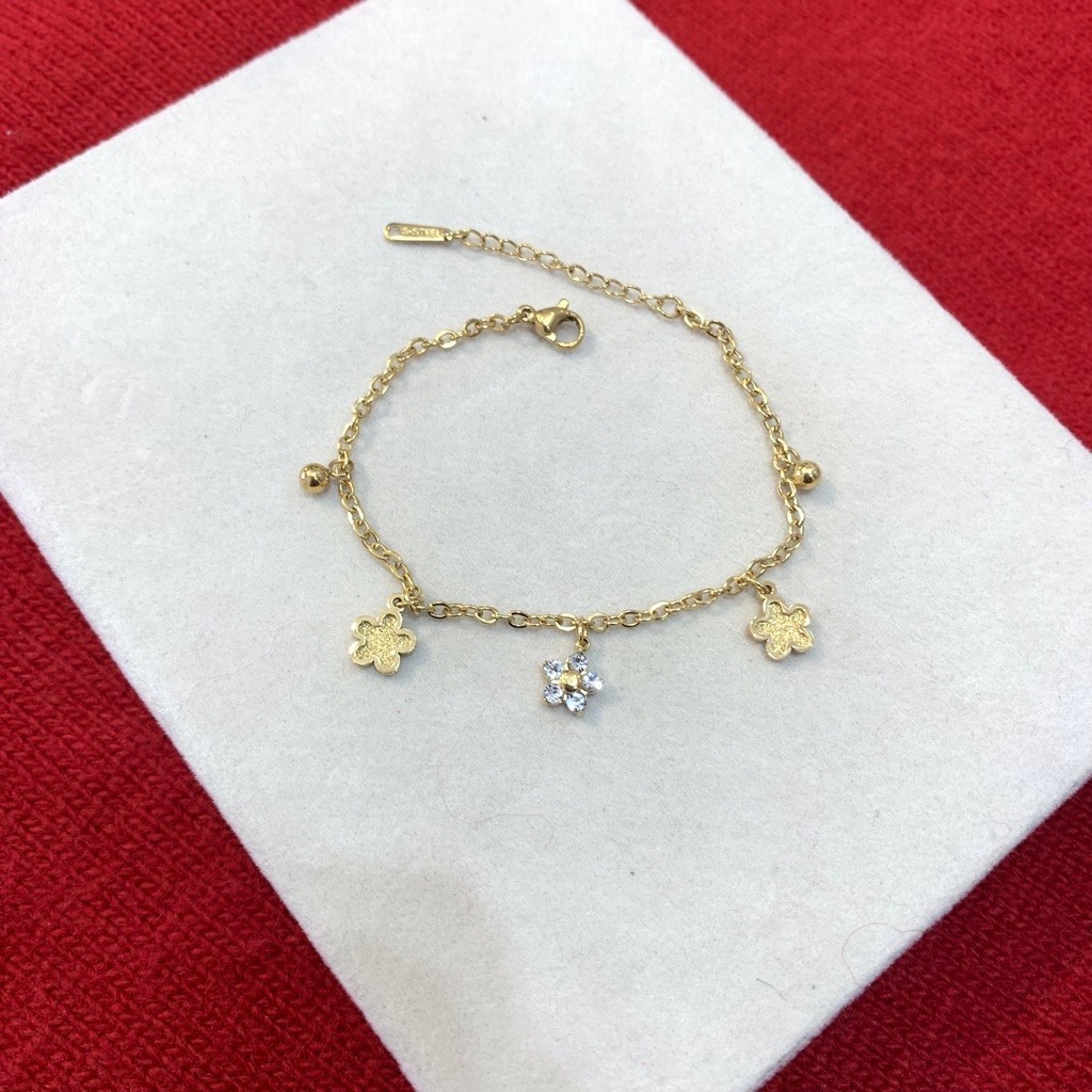 Gelang Rantai Jurai Bunga Daisy Titanium