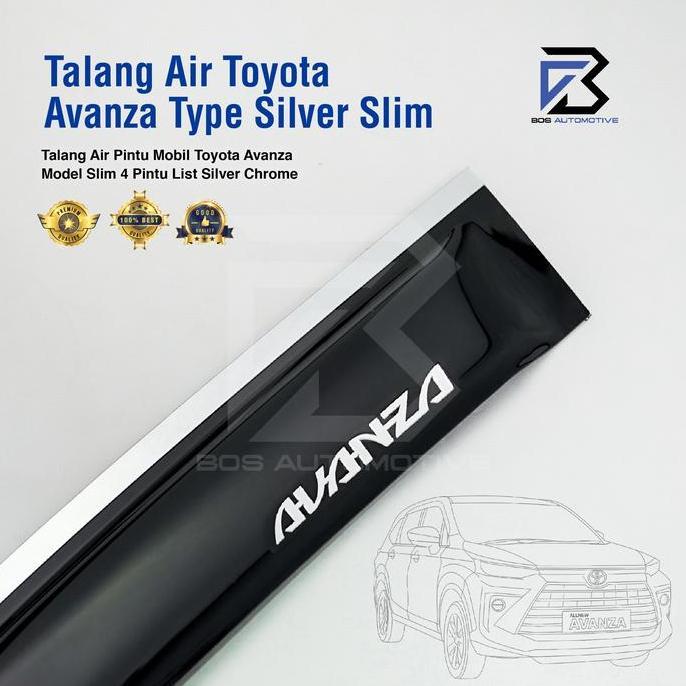 Talang Air Pintu Mobil List Silver Chrome Avanza Lama 2004 - 2011 Model Slim 4 Pintu