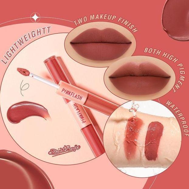 Lovely- Pinkflash Pf L13 Duo Lipgloss 2 In 1 Dual-Ended Lipcream Ombre
