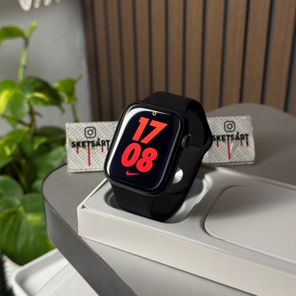 Apple Watch Series 7 45mm Nike Black iwatch Nike Version Battery Health 78% Charger New Merk Kiip An