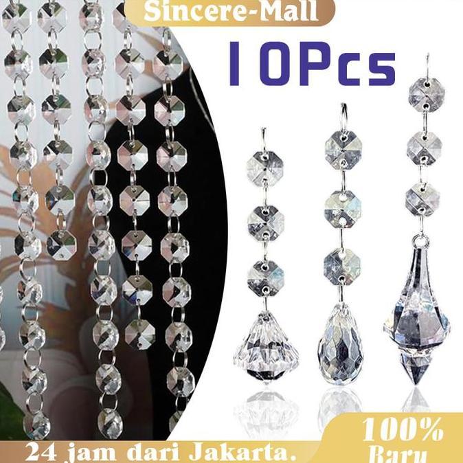 KASDIUM Isi10 Tirai Manik Kristal Akrilik Tirai Manik Kristal Kaca Tirai Crystal Mengkilap