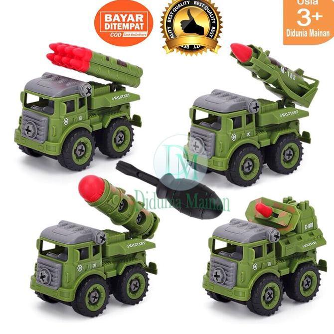 mainan edukasi anak mobil militer engineering truck diy army military
