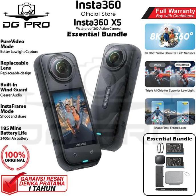 4indrashoppp - insta360 x5 essential bundle 8k 360 action camera / insta 360 one x 5 action cam gara