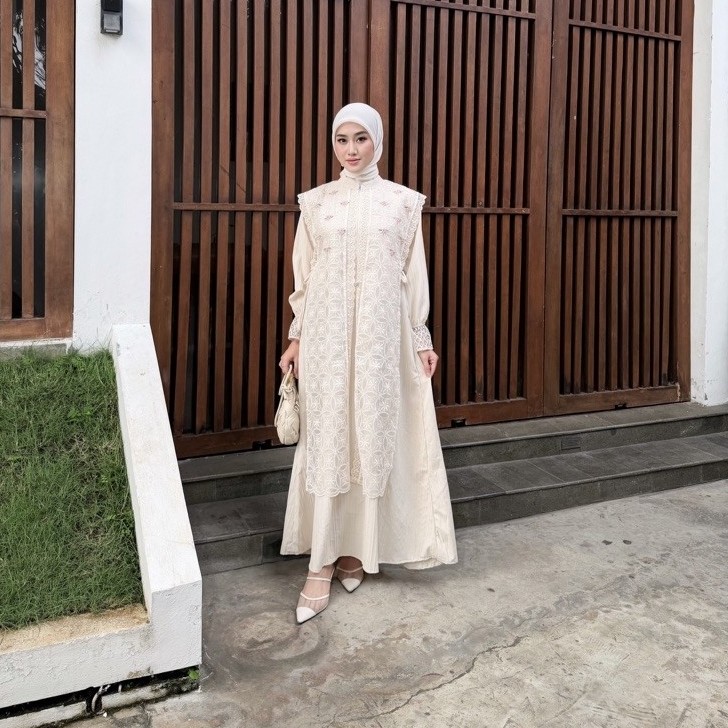 CANDY LADY Kevana Korean Maxi / Gamis Wanita Terbaru Dress Sifon Motif Bestseller