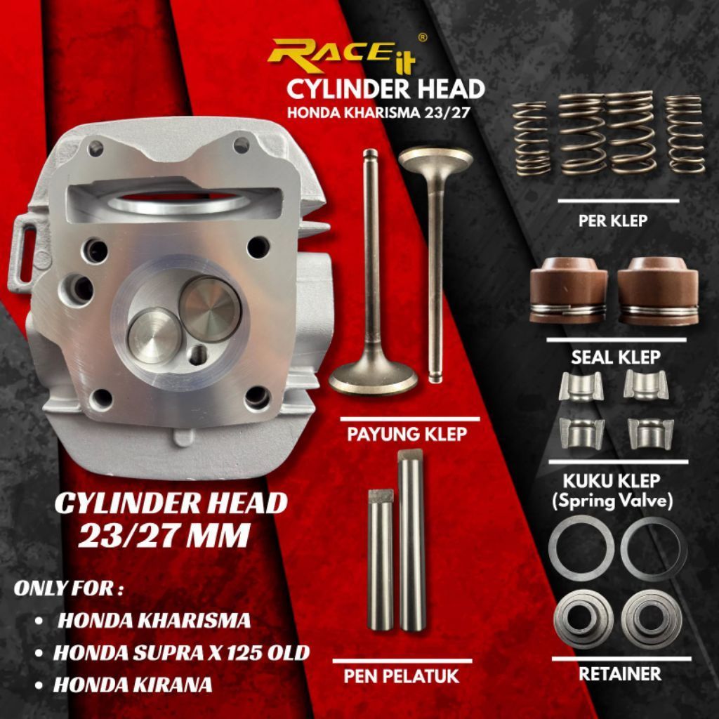 BLOK CYLINDER HEAD RACE IT RACING KHARISMA KPH SUPRA X 125 KARBU 23/27 24/28 ORIGINAL RACE IT RACING