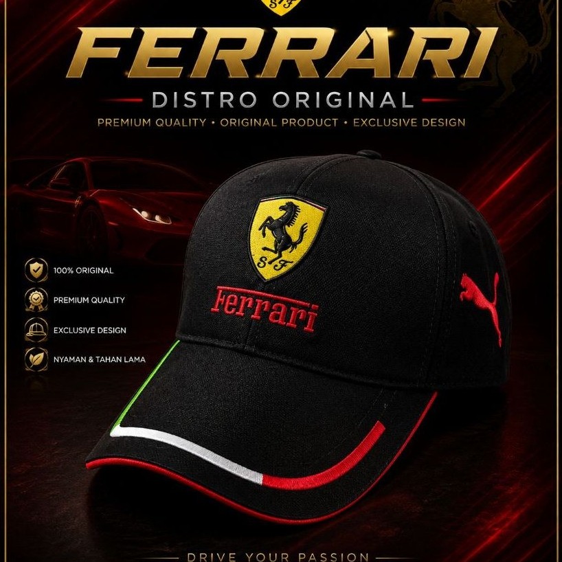 TOPI FERARRI BORDIR DISTRO MALL