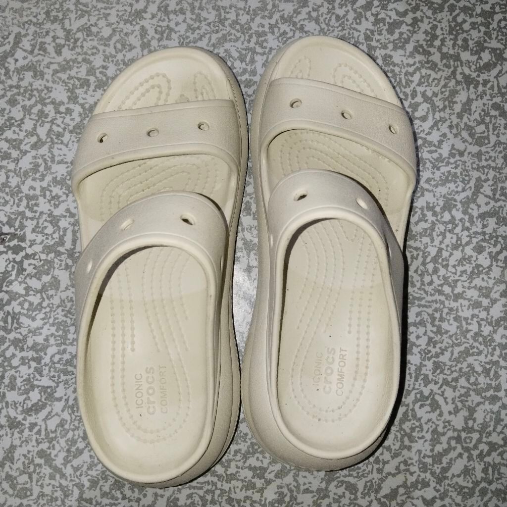 PL likenew Crocs ori Sandal wanita Crocs-Bone