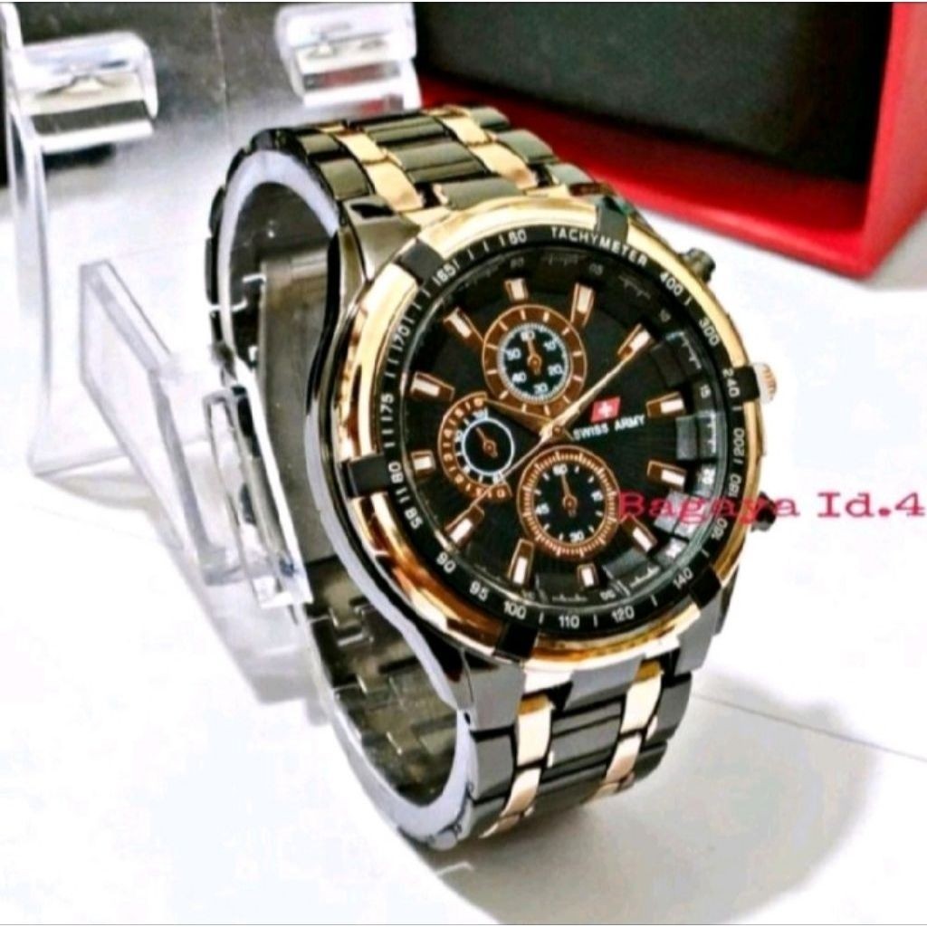 Jam Tangan Pria Swiss SA1880 Original Analog Rantai Stainless Steel Water Resistance
