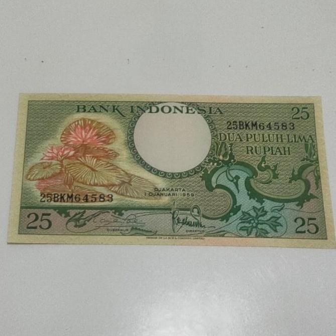 uang 25 rupiah bunga 1959 UNC/gress