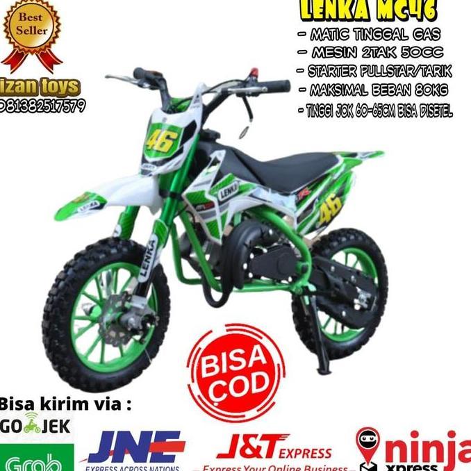 Mini cros-trail Lenka mc46-Motoran anak trail-Motor mini anak-hijau