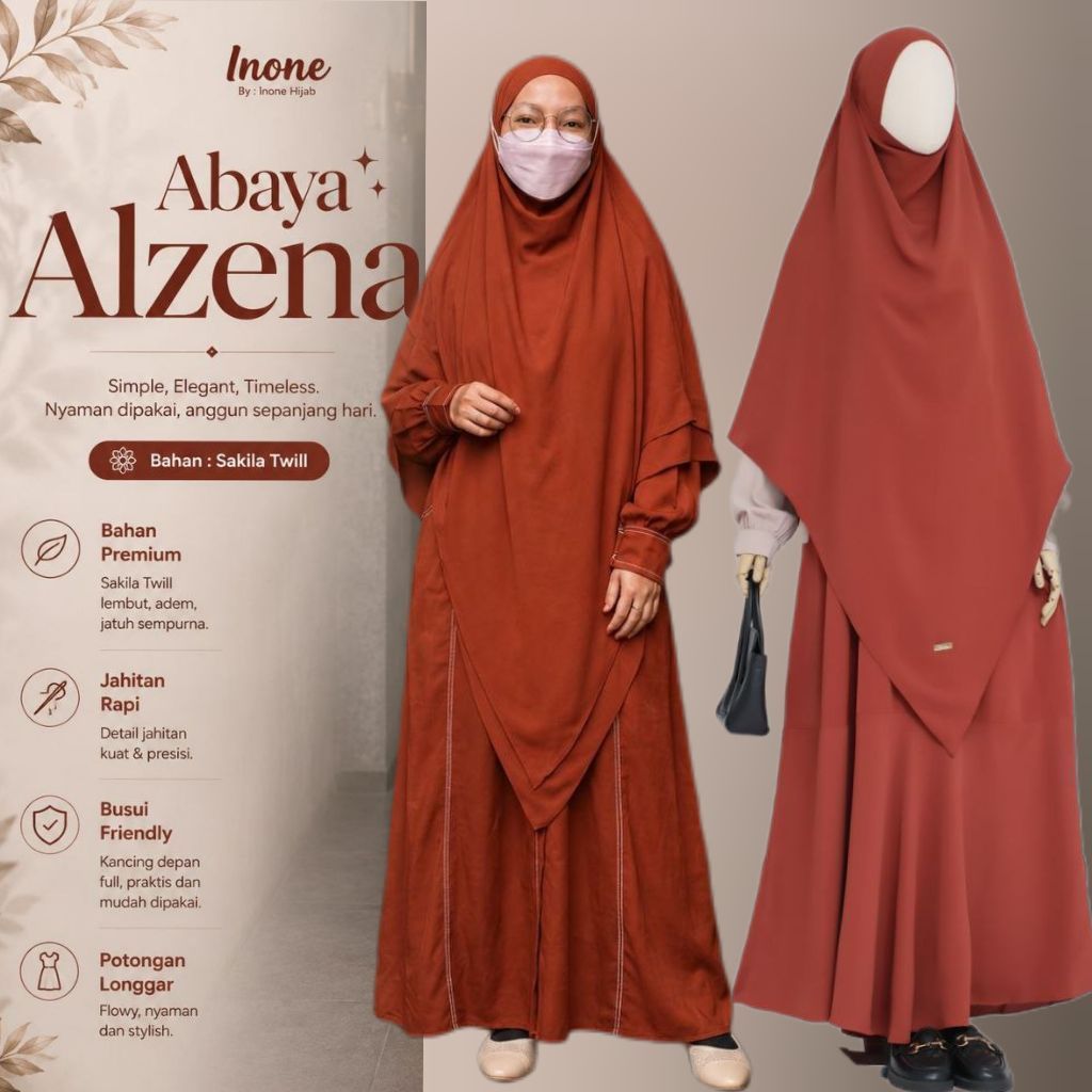 S - 2XL REAL PICT ALZENA PREMIUM SET BAJU ABAYA MUSLIMAH MODERN OUTFIT KEKINIAN DAILY WEAR FASHION W