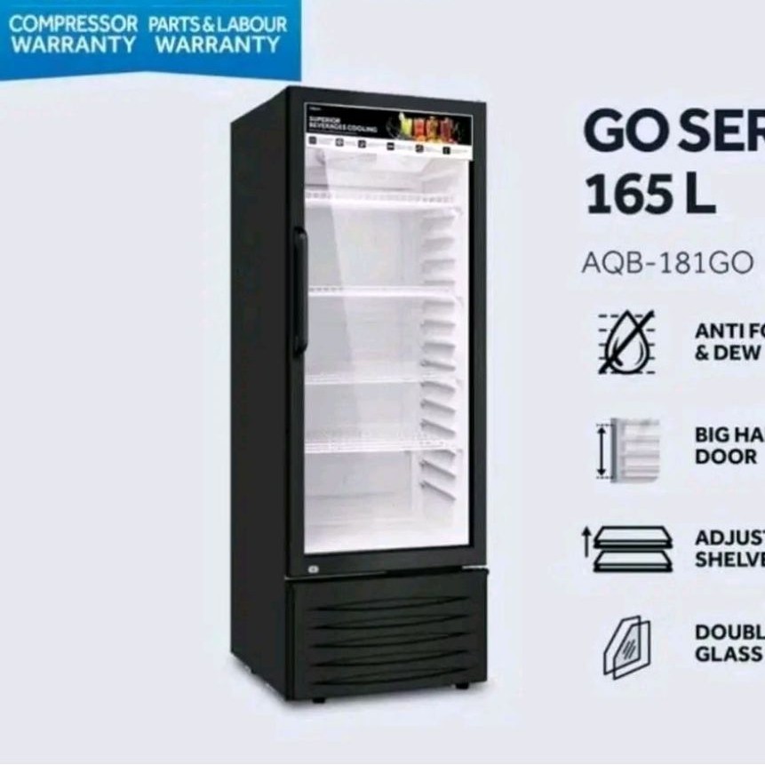 Showcase AQUA AQB-181GO | Kulkas display kaca minuman AQB181 GO 170L 170 AQB181GO