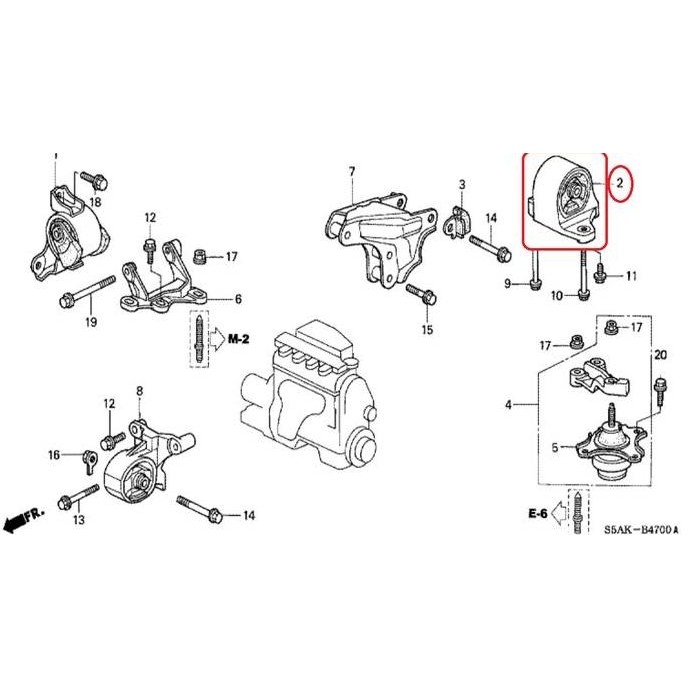 Engine Mounting Belakang MANUAL STREAM CIVIC ES 2001-2005 Orinal