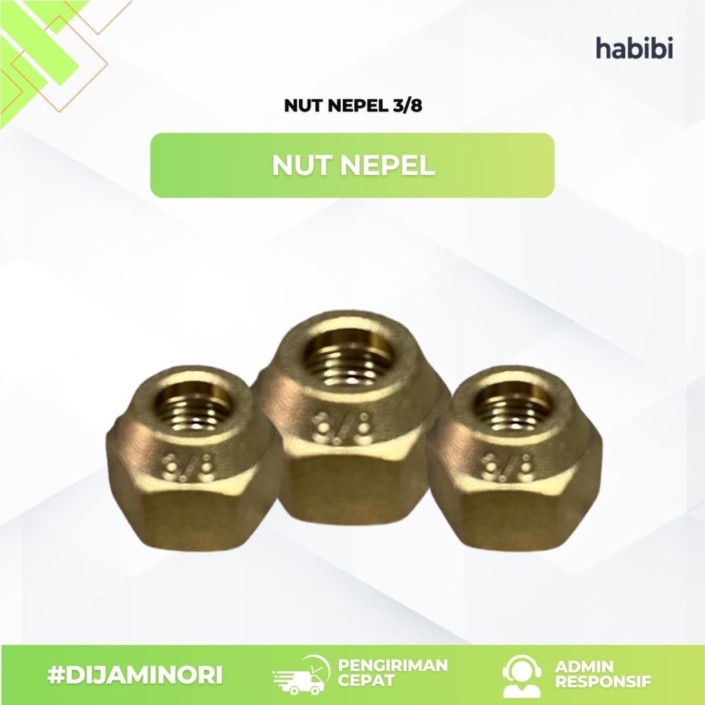NUT NEPPLE AC / MUR NEPPLE AC  3/8 TEMBAGA/ NUT NEPEL AC MURAH