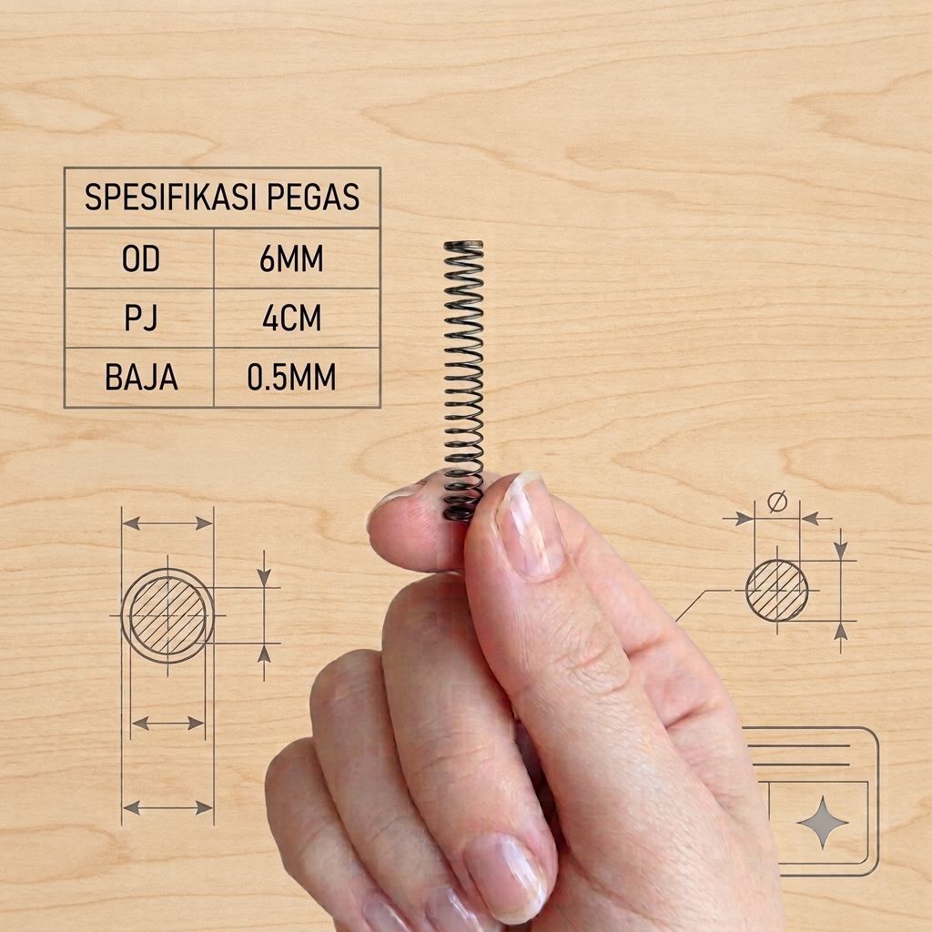 Per pegas Tekan OD 6mm Pj 4cm Baja 0.5mm