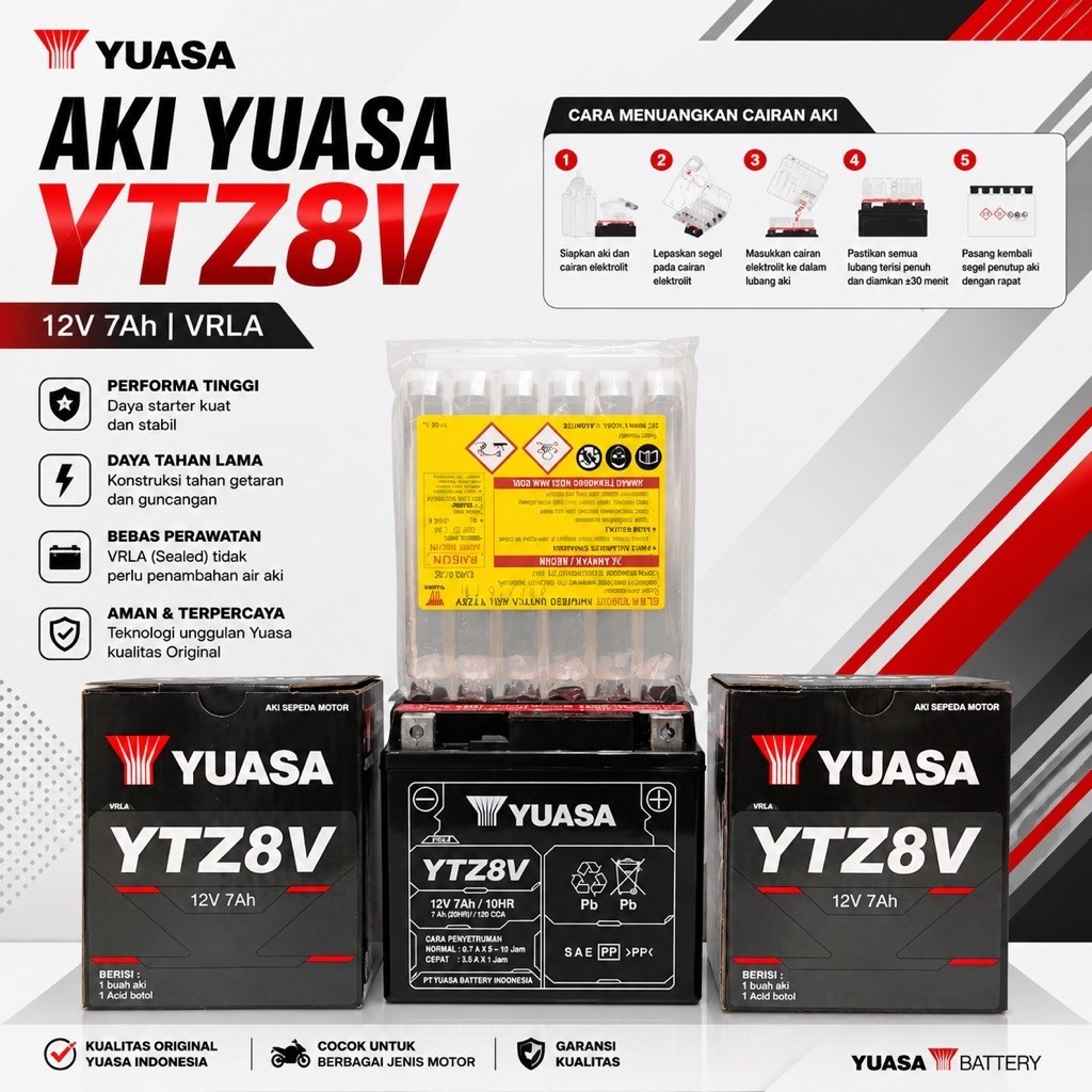 (PRODUKSI 2026)AKI YTZ8V | YUASA AKI YTZ8V 12V 7.4Ah(20Hr) ORIGINAL 100% YUASA #AKIYUASA #YTZ8V