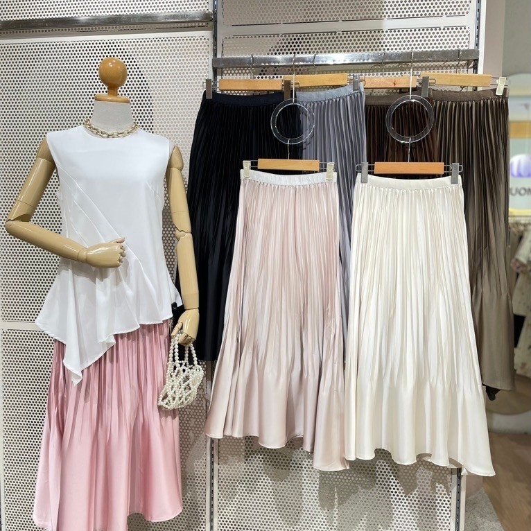 PLEATS SKIRT SATIN (G14-171)