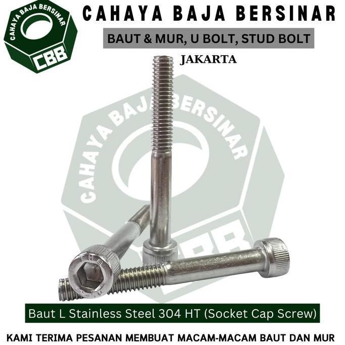 BAUT L STAINLESS STEEL 304 HT (M4 X 110MM - M4 X 150MM) HALF DRAT BARU