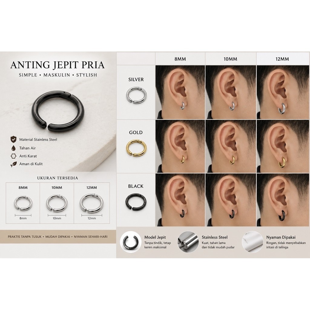 ANTING HOOP JEPIT TITANIUM