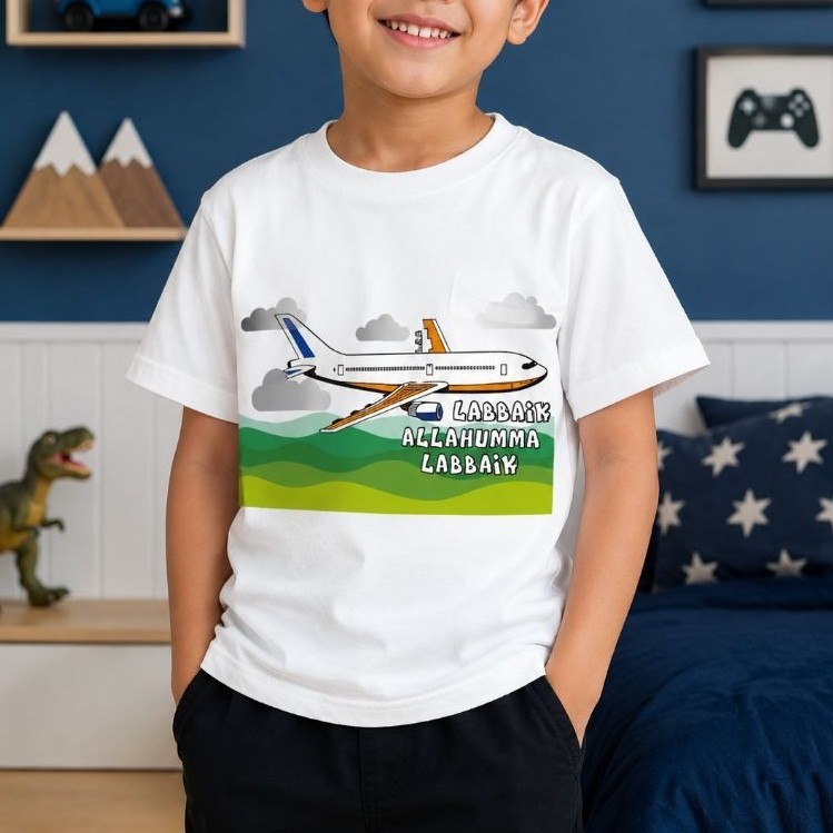 KAOS ANAK PRINTING "LABAIK ALLAHUMMA LABAIK"