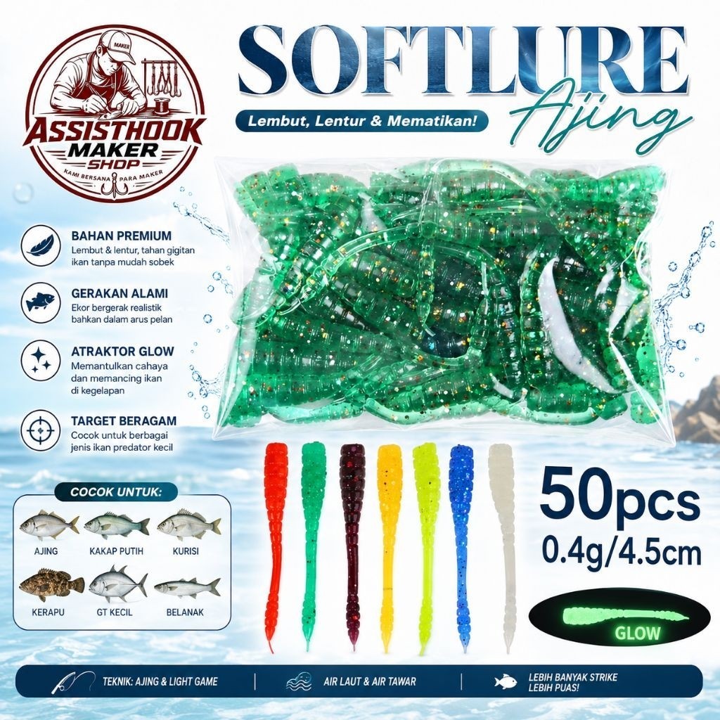 UMPAN 50BUAH SOFTLURE AJING 4.5CM CASTING BABY GT [UMSP18]