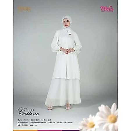 NIBRAS TUNIC DEWASA CELLINE WHITE