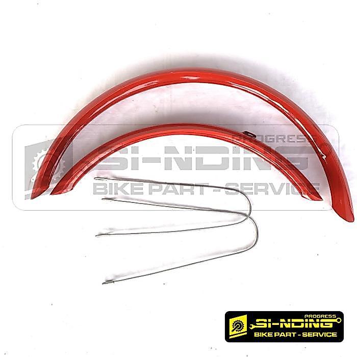 MUD GUARD FENDER SPAKBOR SLEBOR SEPEDA LIPAT 16 20 26 INCH BULAT SETENGAH LINGKARAN MERAH