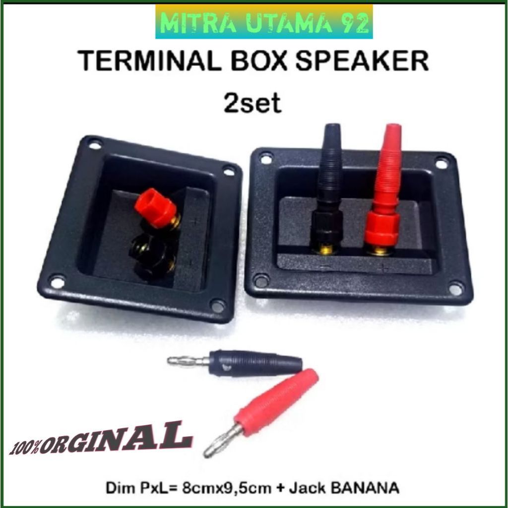 ( 2set ) Terminal Box Speaker + Jack Banana Karet Merah Hitam -Aksesoris Speaker Box
