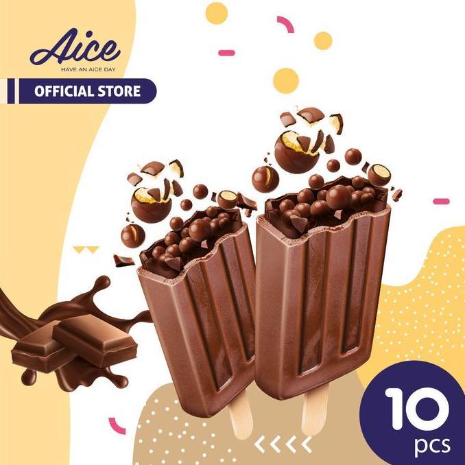 Cakeandcake- Aice Ice Cream Crispy Balls Es Krim Chocolate Malt Dengan Isi Bola Bola Crispy Isi 10 P
