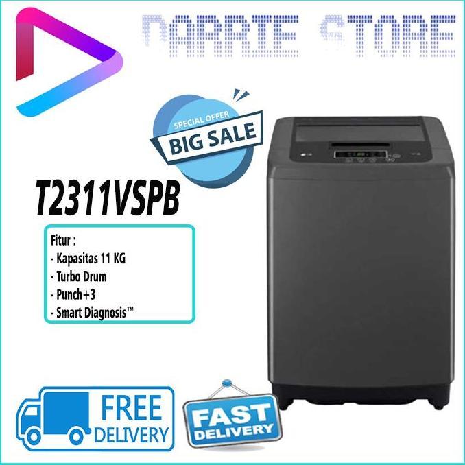 Allthebest- LG T2311VSPB MESIN CUCI TOP LOADING 11 KG T2311 2311VSPB