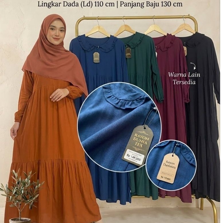 GAMIS WANITA RAYON TWILL POLOS | JUBAH WANITA POLOS RAYON TWILL  | DASTER PANJANG POLOS