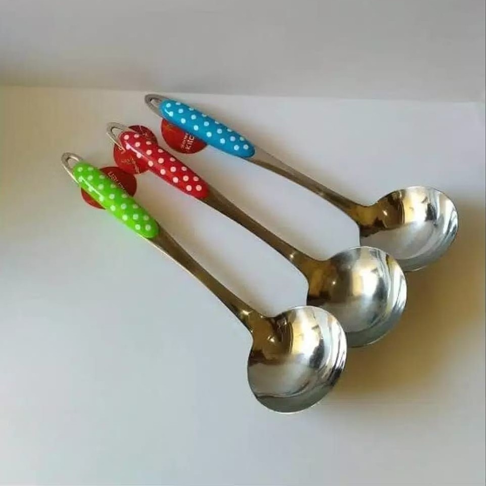 Centong Sayur Motif Polkadot / Irus Stainless Tebal / Irus Polkadot Tahan Panas