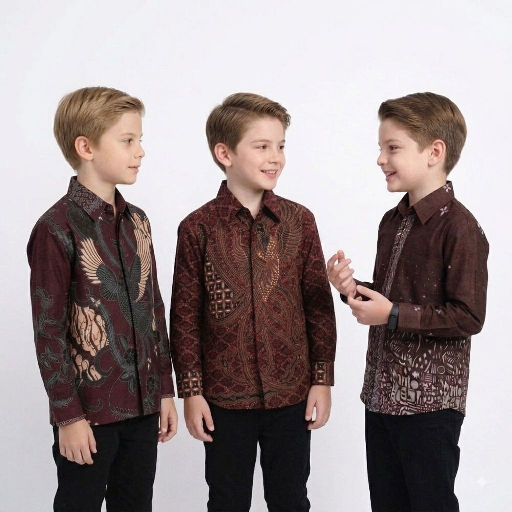 Kemeja Batik Anak lengan panjang - kemeja batik Anak laki-laki - Kemeja Batik anak Usia 3-12 tahun