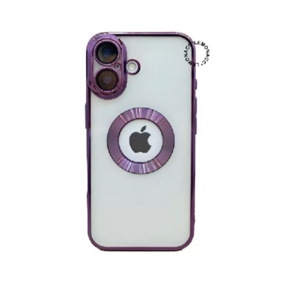 casing hp IP XR SOFTCASE LENS PROTECTOR CIRCLE CHROME LOGO CLEAR CASE