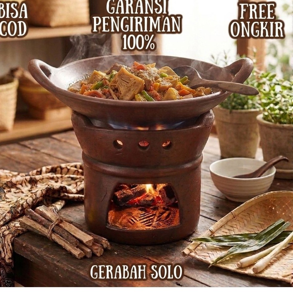 TUNGKU TANAH LIAT ANGLO NATURAL ALAMI ARANG KAYU BAKAR