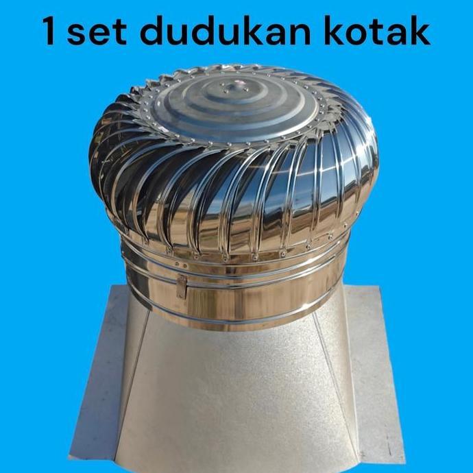 Turbin Ventilator 20 Inch Stainless 1 Set Dudukan Kotak