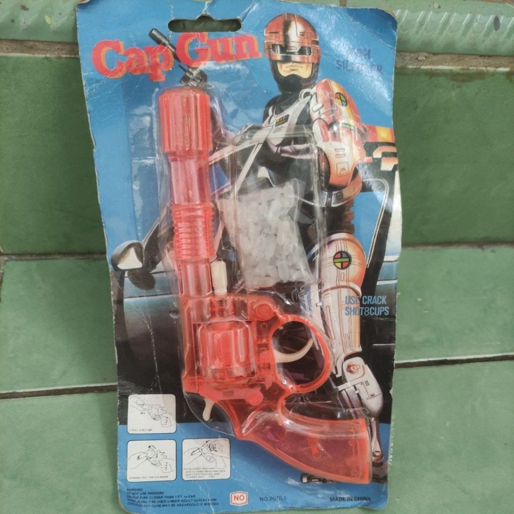 Mainan Jadul Pistol Dompis Cap Gun RoboCop Vintage Era 90an - MOC/NOS Segel Kolektor