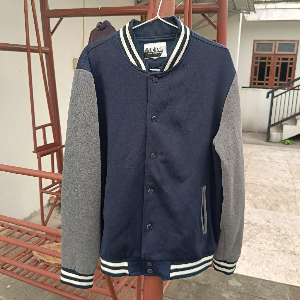 Polham Varsity Biru Tua Abu, setara L-XL