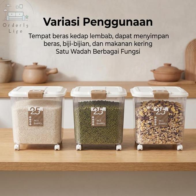 (Good) [COD] Orderly Life Rice Bucket Beras Anti dan Serangga 50/30/20/10kg Wadah Beras Rice Box Foo