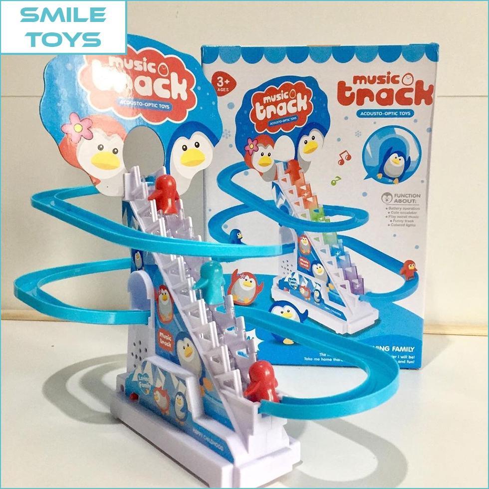 [TS] MAINAN ANAK MUSIC TRACK PENGUIN BALAPAN SELUNCUR TANGGA SLIDE PENGUIN MUSIKAL