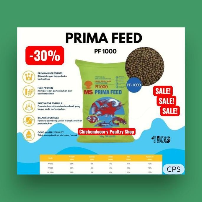Sasana- Prima Feed Pakan Pf 1000 Pf1000 1Kg Pelet Ikan Benih Bibit Lele Gurame Nila 1Kg Pellet 1.3-1