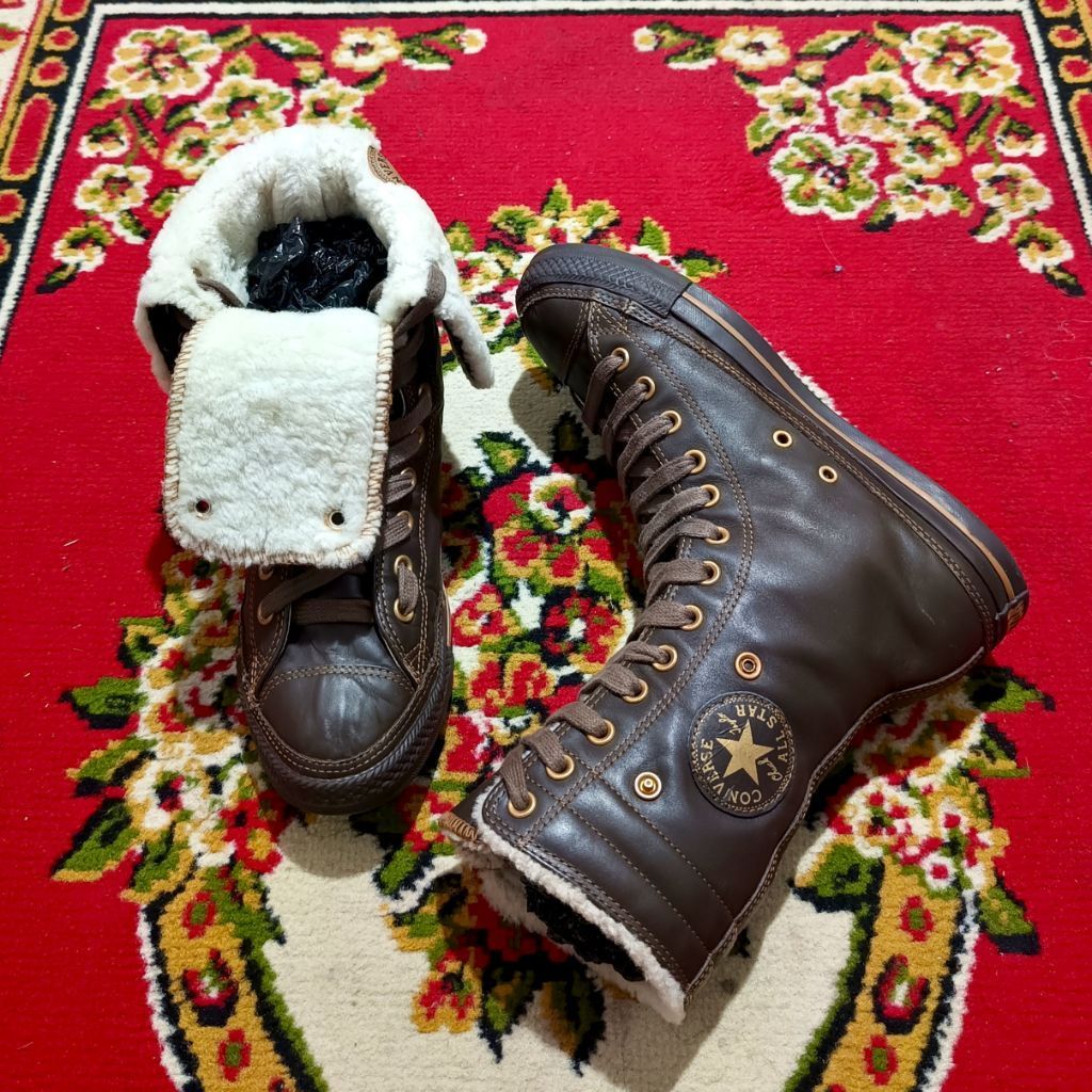 SALE 41-42 CONVERSE CT KNEE EUROPE LEATHER SHERPA ROLLDOWN RARE dan LANGKA ORIGINAL