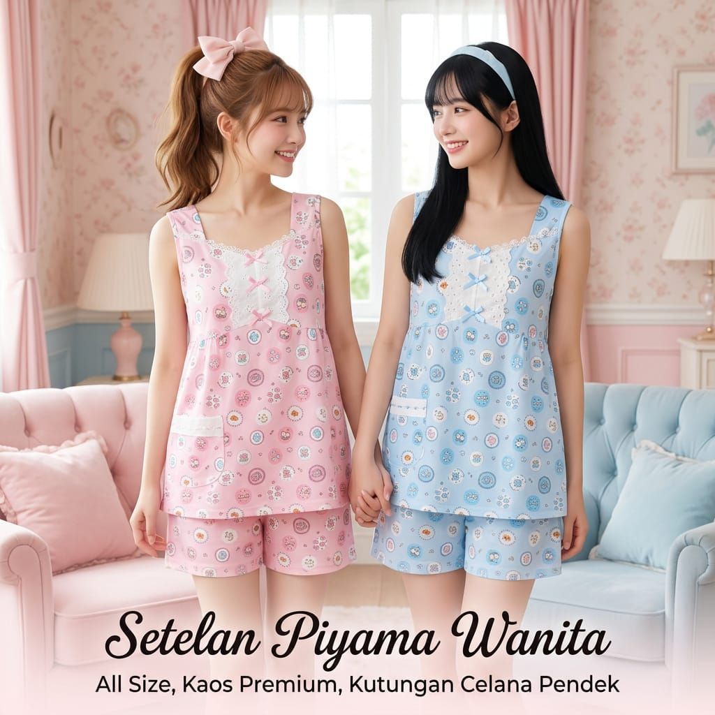 Setelan Kaos Piyama Celana Pendek - Kutung BY YUMICO